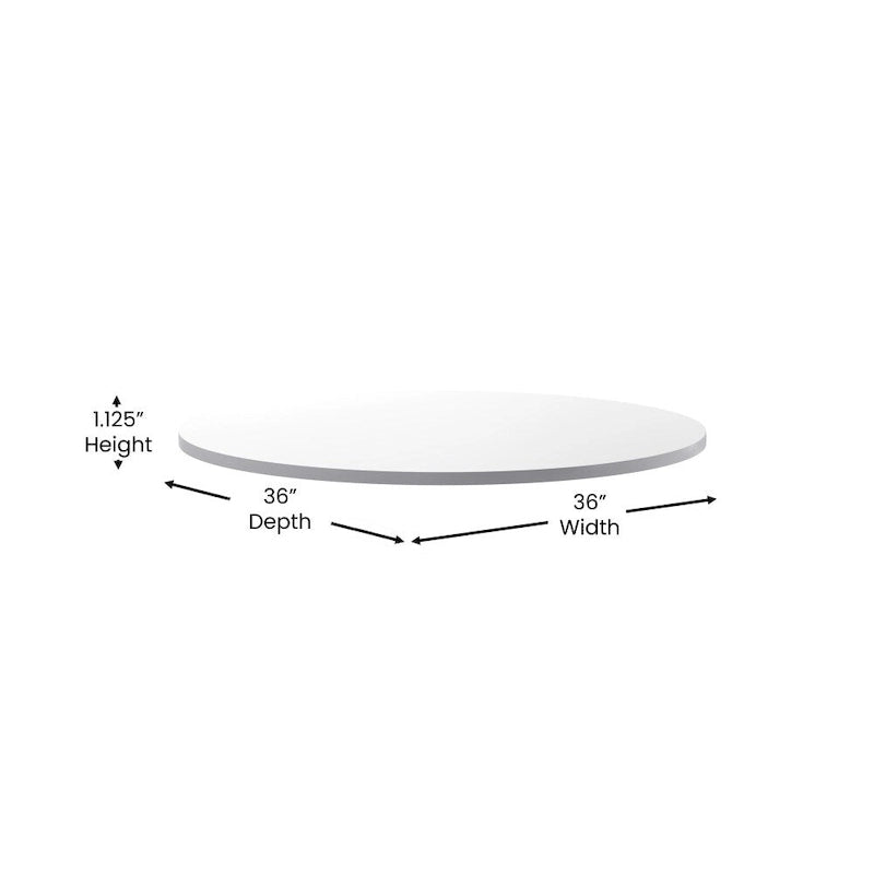 Plateau de table rond réversible en stratifié Noyer naturel/Blanc/Gris pour 4 personnes