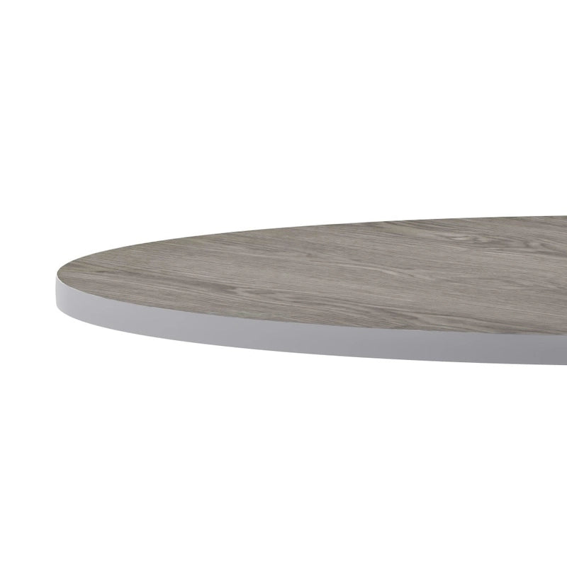Plateau de table rond réversible en stratifié Noyer naturel/Blanc/Gris pour 4 personnes
