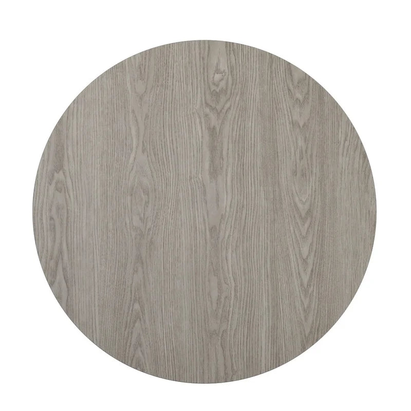 Plateau de table rond réversible en stratifié Noyer naturel/Blanc/Gris pour 4 personnes