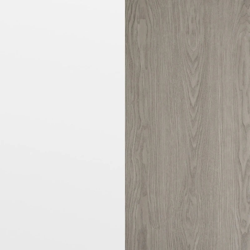 Plateau de table rond réversible en stratifié Noyer naturel/Blanc/Gris pour 4 personnes