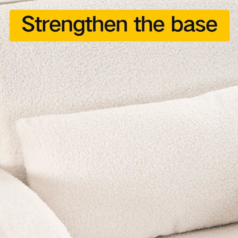 Fauteuil en tissu bouclette Teddy avec accoudoirs incurvés – Blanc, coussin épais et moderne, pour une personne