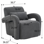 Fauteuil en tissu bouclette Teddy avec accoudoirs incurvés – Blanc, coussin épais et moderne, pour une personne