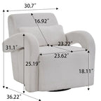 Fauteuil en tissu bouclette Teddy avec accoudoirs incurvés – Blanc, coussin épais et moderne, pour une personne