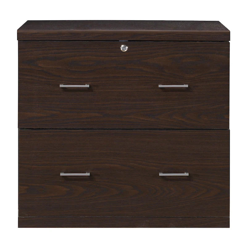 Classeur latéral à 2 tiroirs verrouillables en grain de bois expresso / naturel / blanc / noir pour 1