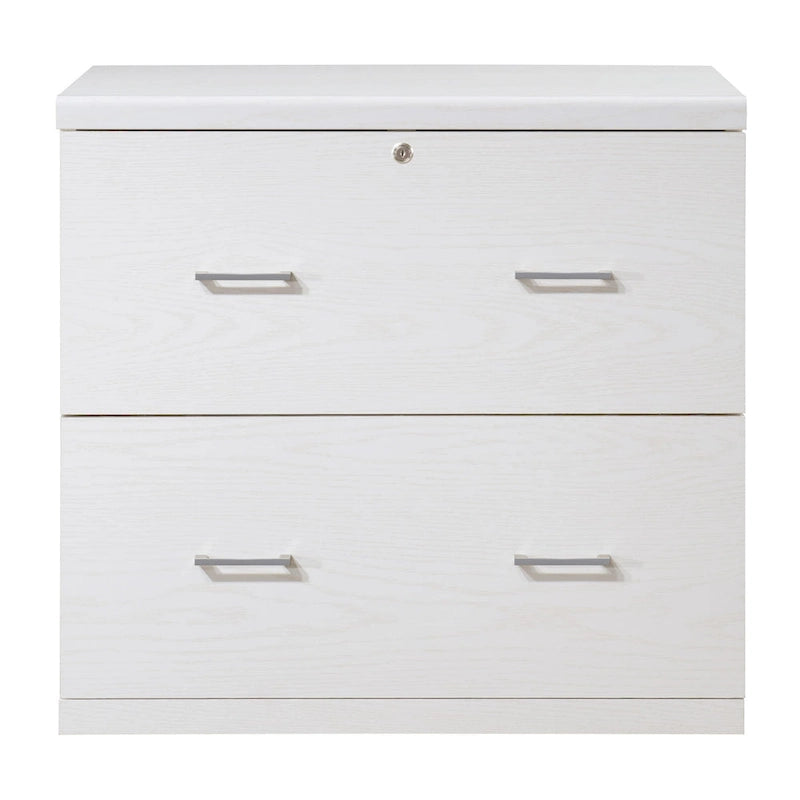 Classeur latéral à 2 tiroirs verrouillables en grain de bois expresso / naturel / blanc / noir pour 1