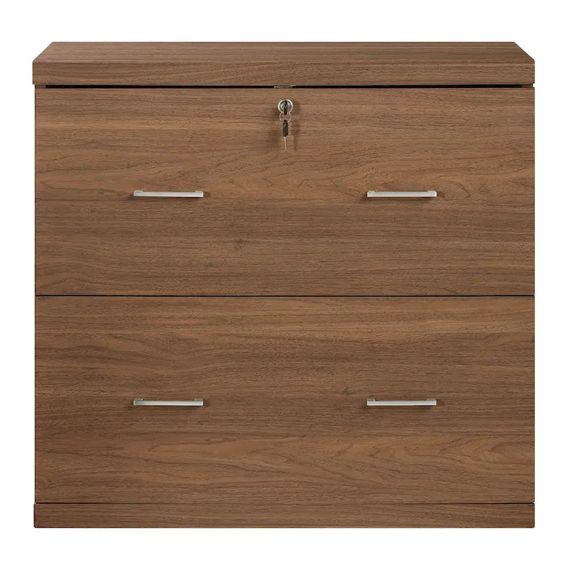 Classeur latéral à 2 tiroirs verrouillables en grain de bois expresso / naturel / blanc / noir pour 1
