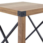 Table d'appoint carrée avec étagère – Gris délavé / Teck, Bois et métal style ferme, Usage individuel