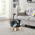 Repose-pieds rond en velours ottoman – Floral, Rembourrage moderne en mousse et pieds en bois massif, Utilisateur unique