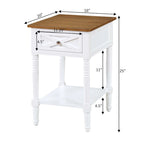 Table de chevet à 1 tiroir – Driftwood/Blanc / Noir / Espresso, bois style ferme avec station de recharge, pour utilisateur unique
