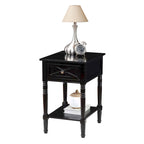 Table de chevet à 1 tiroir – Driftwood/Blanc / Noir / Espresso, bois style ferme avec station de recharge, pour utilisateur unique
