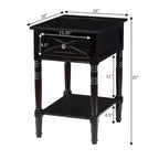 Table de chevet à 1 tiroir – Driftwood/Blanc / Noir / Espresso, bois style ferme avec station de recharge, pour utilisateur unique