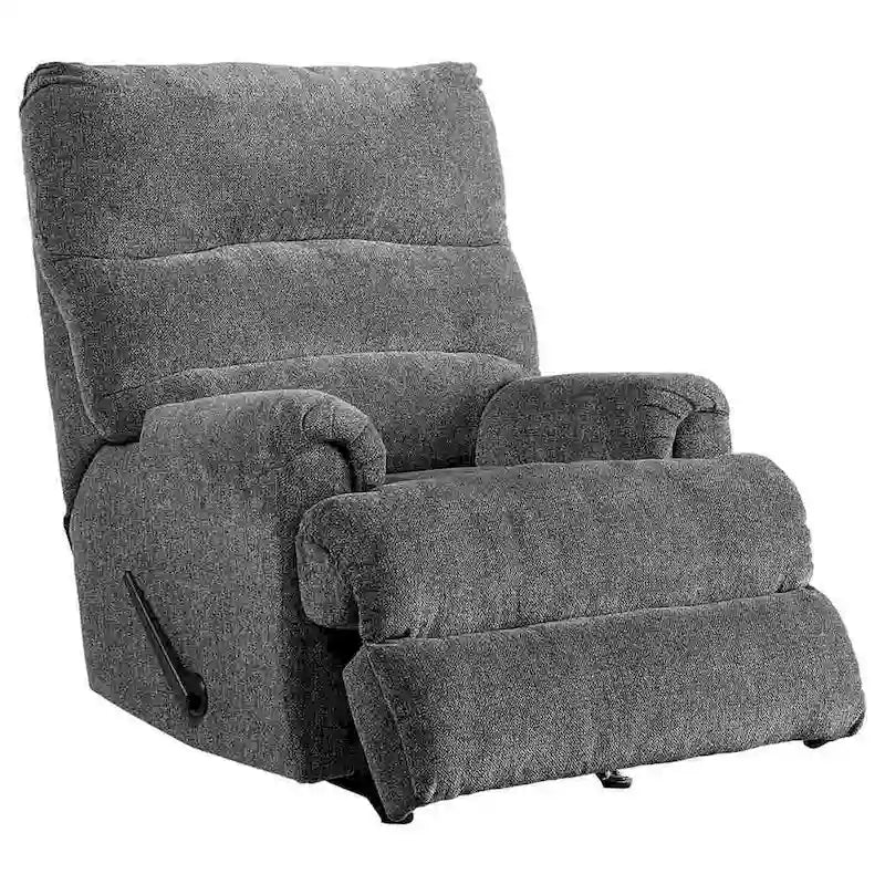 Fauteuil inclinable manuel à levier – Gris, polyester classique et mousse haute densité, une place