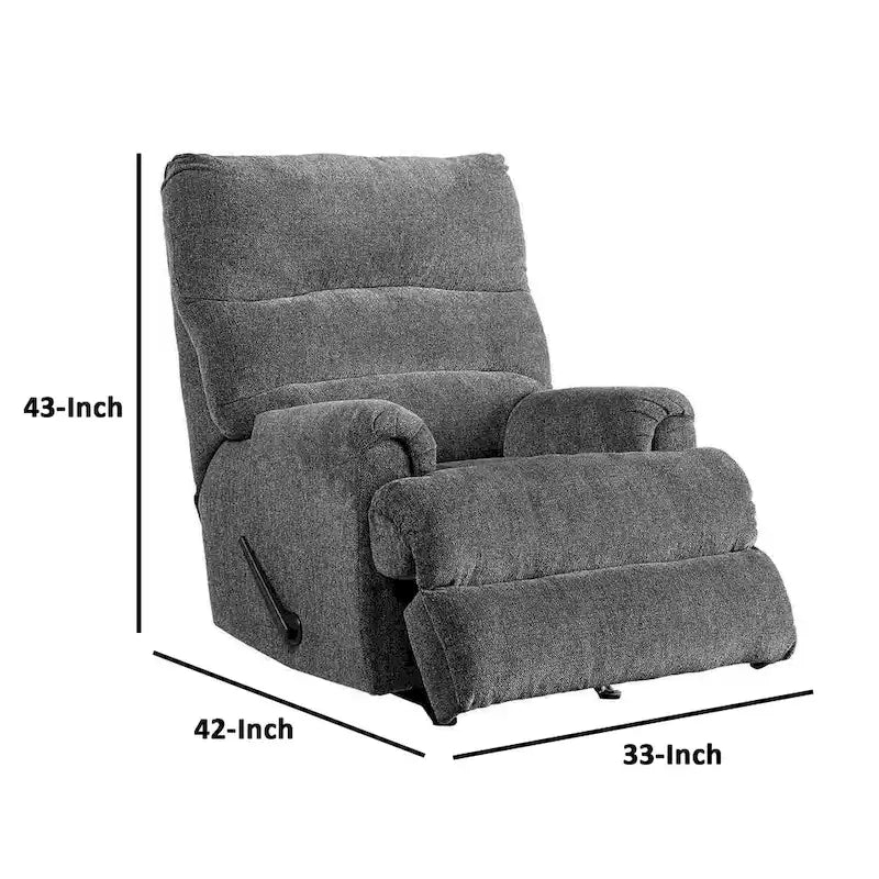 Fauteuil inclinable manuel à levier – Gris, polyester classique et mousse haute densité, une place