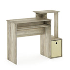 Bureau compact en MDF avec tablette coulissante pour clavier et bac de rangement en tissu pour 1 personne – Noir / Noyer foncé / Chêne français gris / Blanc / Chêne Sonoma / Pin ambré