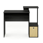 Bureau compact en MDF avec tablette coulissante pour clavier et bac de rangement en tissu pour 1 personne – Noir / Noyer foncé / Chêne français gris / Blanc / Chêne Sonoma / Pin ambré