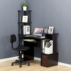 Bureau compact en MDF avec tablette coulissante pour clavier et bac de rangement en tissu pour 1 personne – Noir / Noyer foncé / Chêne français gris / Blanc / Chêne Sonoma / Pin ambré
