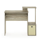 Bureau compact en MDF avec tablette coulissante pour clavier et bac de rangement en tissu pour 1 personne – Noir / Noyer foncé / Chêne français gris / Blanc / Chêne Sonoma / Pin ambré
