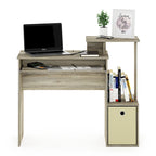 Bureau compact en MDF avec tablette coulissante pour clavier et bac de rangement en tissu pour 1 personne – Noir / Noyer foncé / Chêne français gris / Blanc / Chêne Sonoma / Pin ambré
