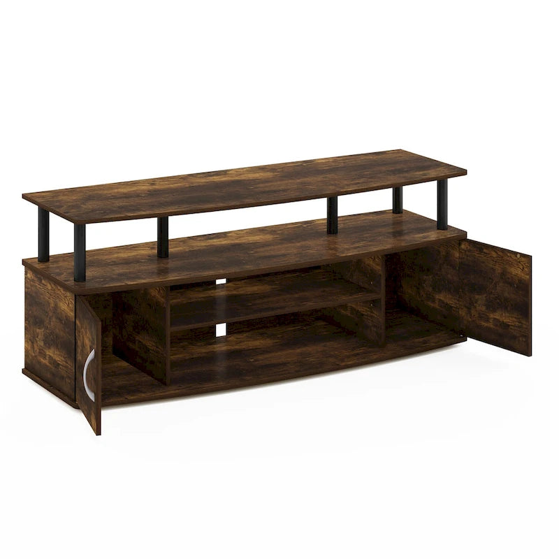 Meuble TV en bois composite gris/noyer/blanc/pin pour téléviseurs jusqu'à 55 pouces
