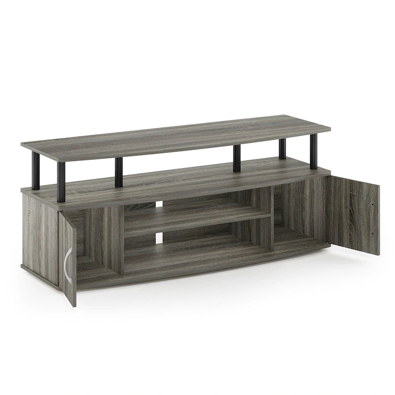 Meuble TV en bois composite gris/noyer/blanc/pin pour téléviseurs jusqu'à 55 pouces