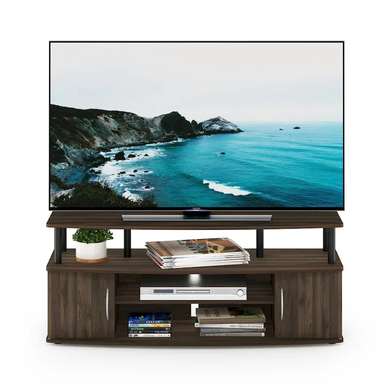 Meuble TV en bois composite gris/noyer/blanc/pin pour téléviseurs jusqu'à 55 pouces