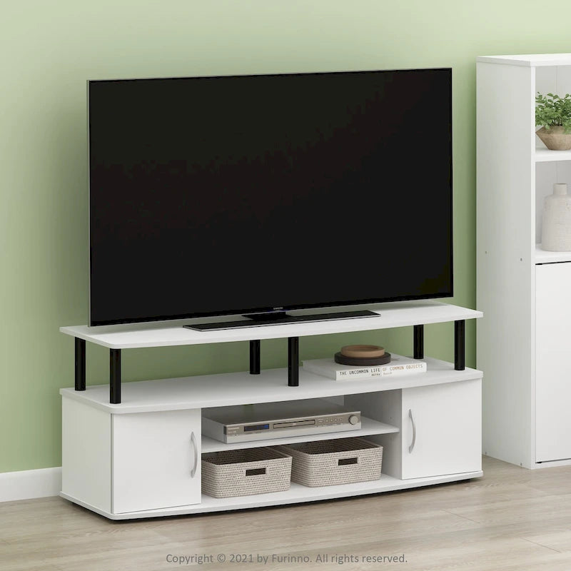 Meuble TV en bois composite gris/noyer/blanc/pin pour téléviseurs jusqu'à 55 pouces