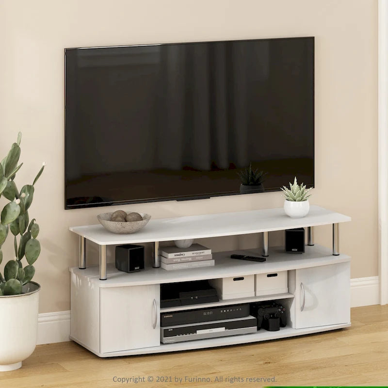 Meuble TV en bois composite gris/noyer/blanc/pin pour téléviseurs jusqu'à 55 pouces