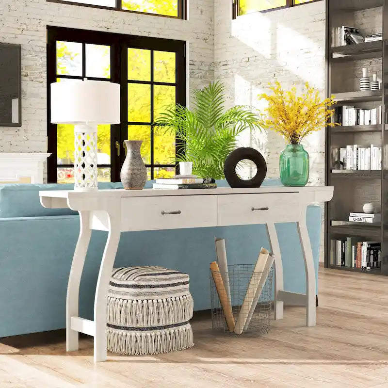 Jessica Contemporary White Oak 70-inch 2-Drawer Console Table by Furniture of America