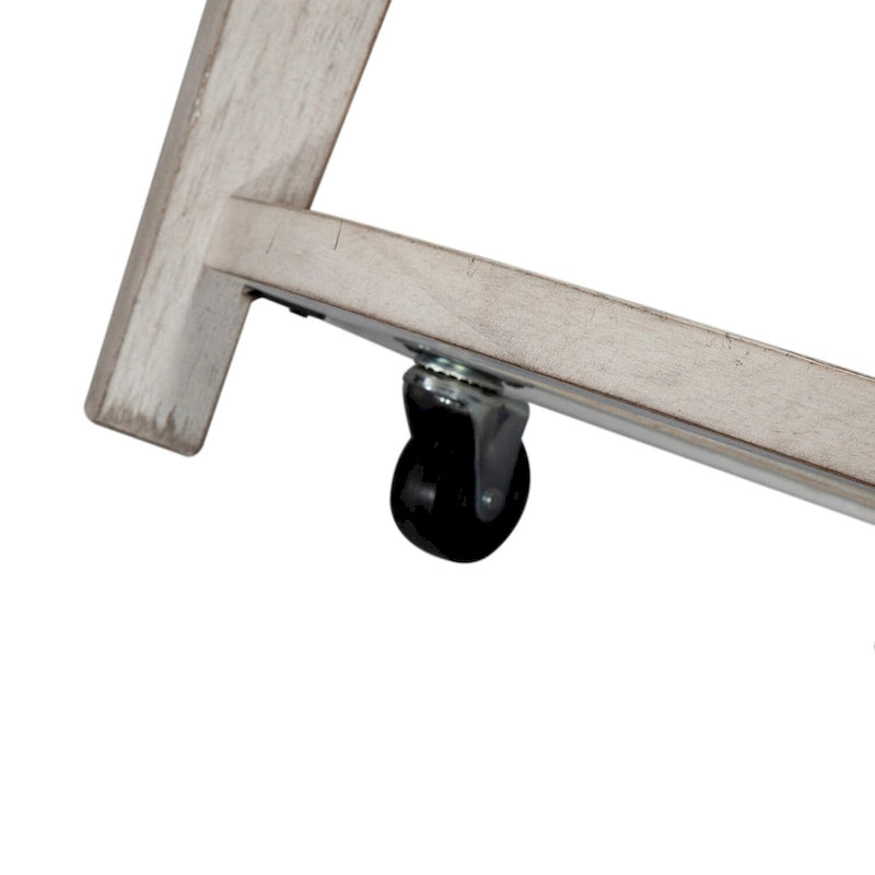 Table de cocktail ronde avec plateau en verre et étagère – Blanc antique et tabac, bois d'hévéa traditionnel et placage de chêne, 1 à 2 utilisateurs