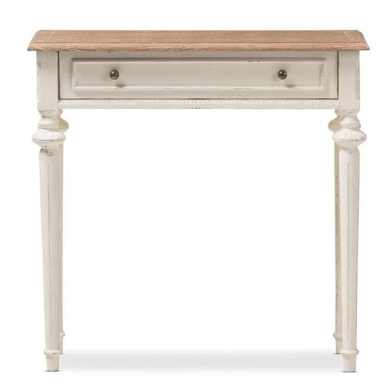Console avec tiroir – Chêne blanc / naturel, Bois de style provincial français, Utilisateur unique