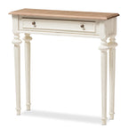 Console avec tiroir – Chêne blanc / naturel, Bois de style provincial français, Utilisateur unique