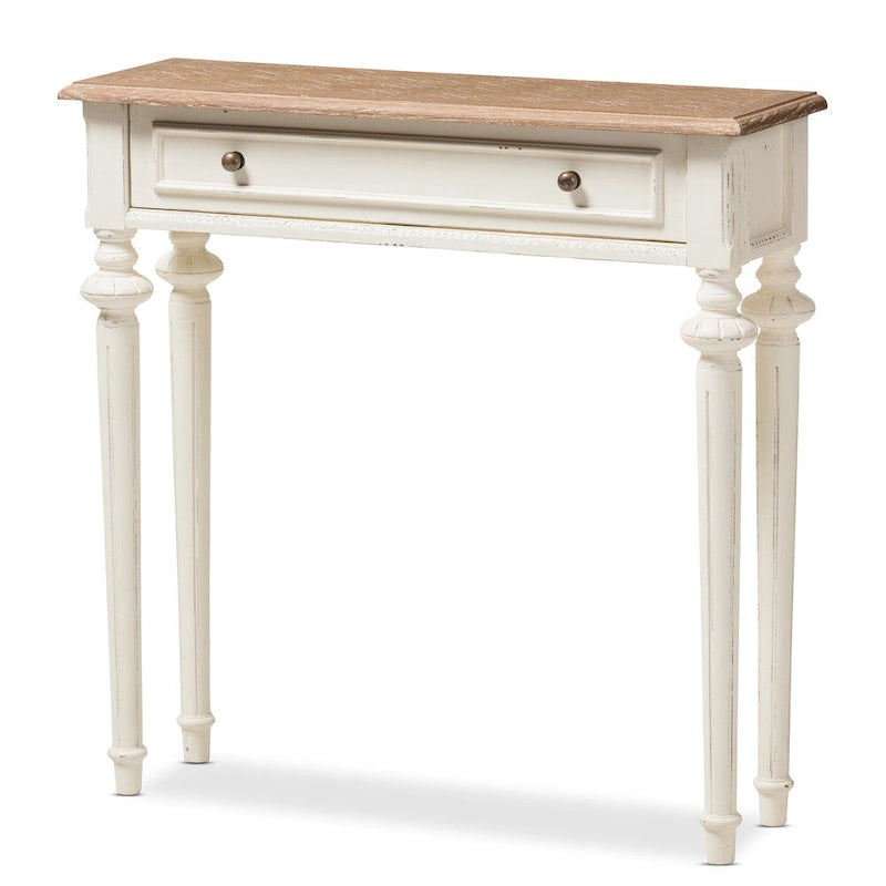 Console avec tiroir – Chêne blanc / naturel, Bois de style provincial français, Utilisateur unique
