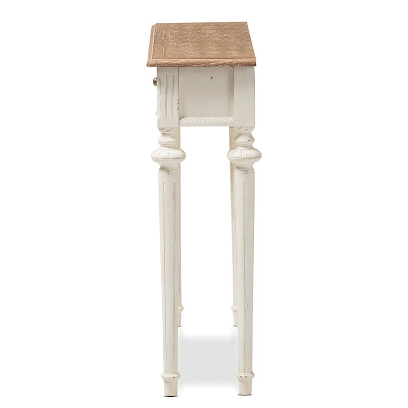 Console avec tiroir – Chêne blanc / naturel, Bois de style provincial français, Utilisateur unique