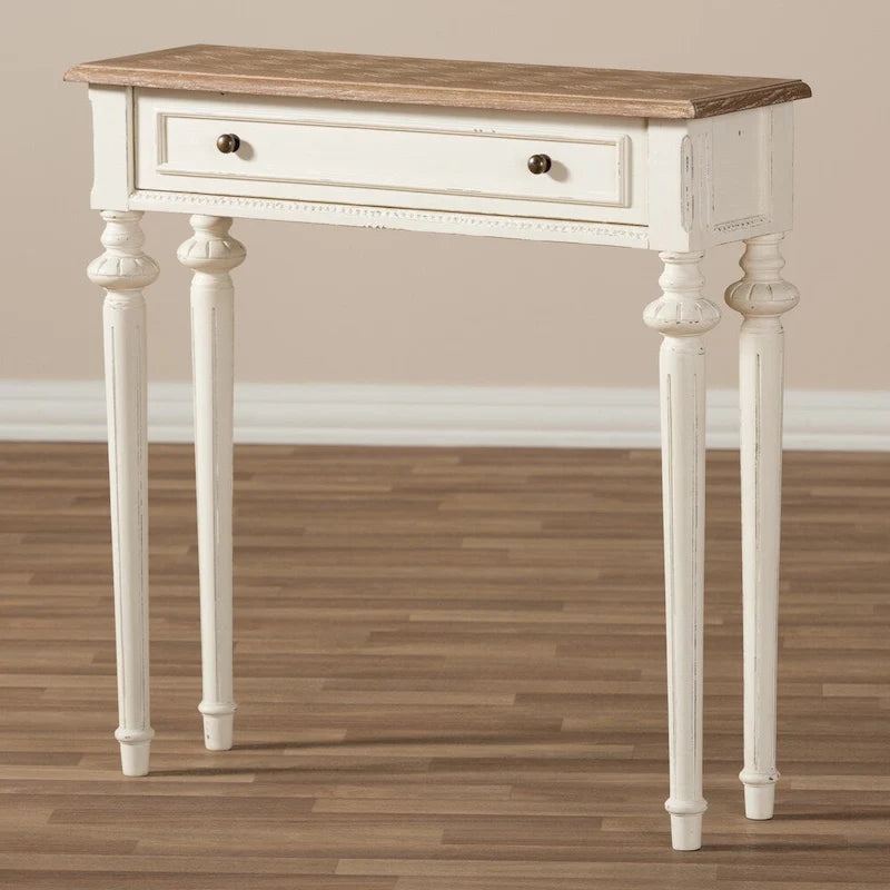 Console avec tiroir – Chêne blanc / naturel, Bois de style provincial français, Utilisateur unique