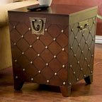 Table d'appoint coffre – Espresso, bois et placage cloutés, utilisateur unique