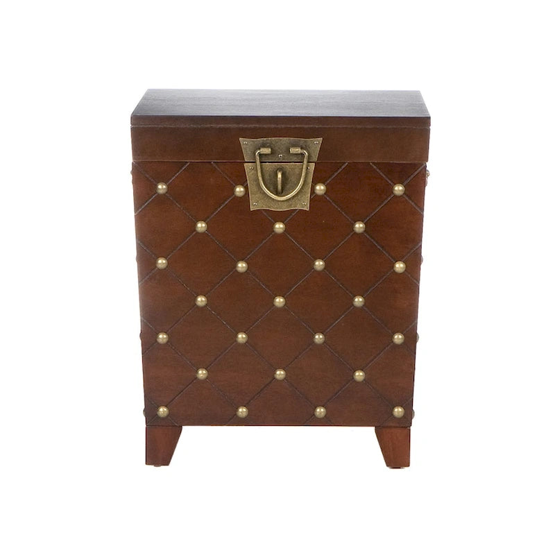 Table d'appoint coffre – Espresso, bois et placage cloutés, utilisateur unique