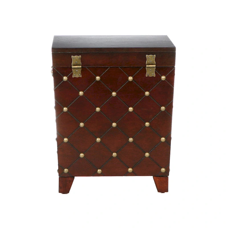 Table d'appoint coffre – Espresso, bois et placage cloutés, utilisateur unique