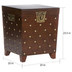 Table d'appoint coffre – Espresso, bois et placage cloutés, utilisateur unique