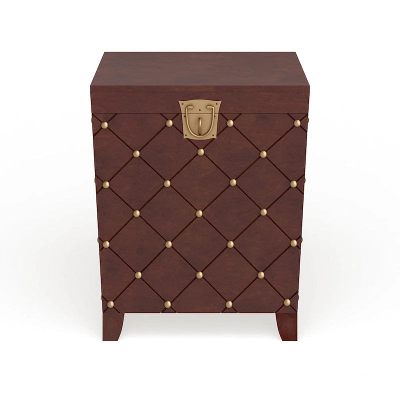 Table d'appoint coffre – Espresso, bois et placage cloutés, utilisateur unique