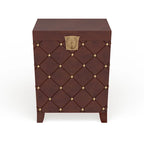 Table d'appoint coffre – Espresso, bois et placage cloutés, utilisateur unique