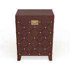 Table d'appoint coffre – Espresso, bois et placage cloutés, utilisateur unique
