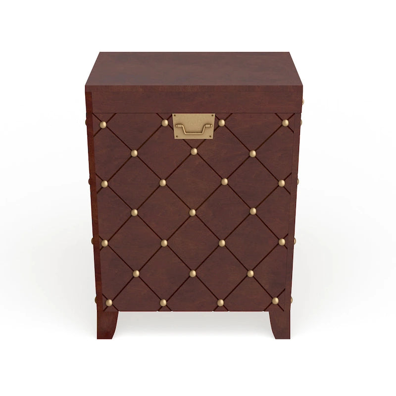 Table d'appoint coffre – Espresso, bois et placage cloutés, utilisateur unique