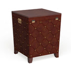Table d'appoint coffre – Espresso, bois et placage cloutés, utilisateur unique