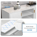 Meuble TV avec étagères ouvertes et pieds en métal – Blanc / Noir, MDF et métal modernes, 1–2 utilisateurs