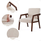 Fauteuil d'appoint – Marron / Blanc / Bleu, polyester aspect lin et bois massif de style Mid-Century Modern, une personne
