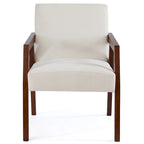 Fauteuil d'appoint – Marron / Blanc / Bleu, polyester aspect lin et bois massif de style Mid-Century Modern, une personne