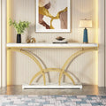 Console – Pieds demi-lune – Faux marbre blanc / Gris, Bois manufacturé moderne, Simple utilisateur
