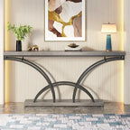 Console – Pieds demi-lune – Faux marbre blanc / Gris, Bois manufacturé moderne, Simple utilisateur