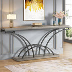 Console – Pieds demi-lune – Faux marbre blanc / Gris, Bois manufacturé moderne, Simple utilisateur
