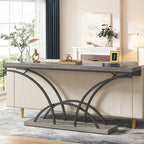Console – Pieds demi-lune – Faux marbre blanc / Gris, Bois manufacturé moderne, Simple utilisateur